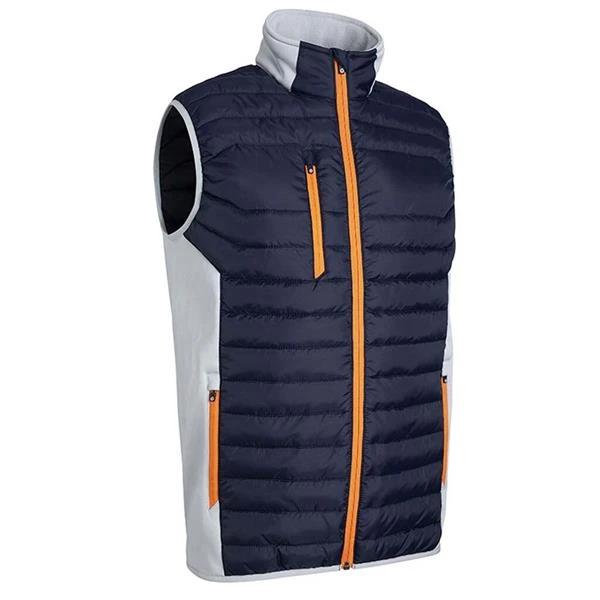 Gents Anton Zip Front Padded Stretch Panel Performance Gilet Navy - Silver - Lava