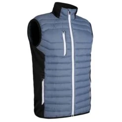 Gents Anton Zip Front Padded Stretch Panel Performance Gilet Storm Grey - Black - White
