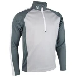 Gents Aspen Zip Neck Raglan Panelled Showerproof Midlayer Silver - Gunmetal - White