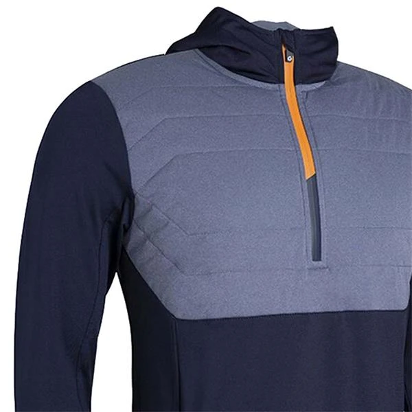 Gents Everest Padded Hoodie Navy - Navy Marl - Lava - Image 2