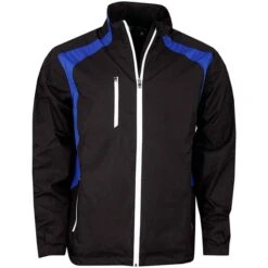 Gents Valberg Waterproof Stretch Mesh Golf Jacket Black - Electric Blue - White