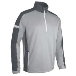 Gents Nevada Zip Neck Contrast Panelled Showerproof Windshirt Silver - Gunmetal - White