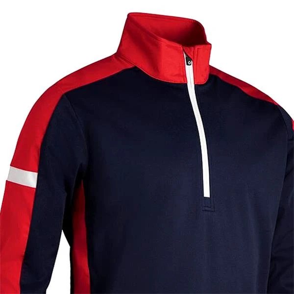 Gents Nevada Zip Neck Contrast Panelled Showerproof Windshirt Navy - Red - White - Image 2