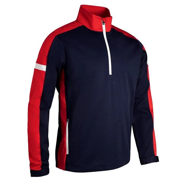 Gents Nevada Zip Neck Contrast Panelled Showerproof Windshirt Navy - Red - White
