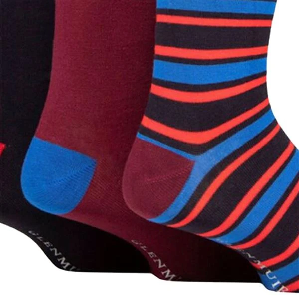 Gents Lyle Sock Gift Box(3 Pair) 7 11 Navy Stripe - Image 2
