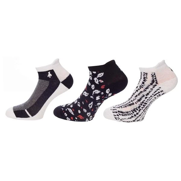 Patterened Socks 3-Pairs Navy - Coral